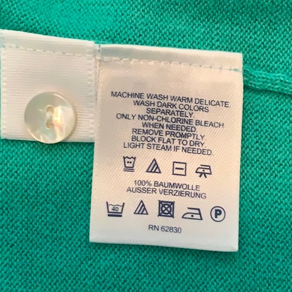 Lands' End Women's XL V-neck Button Up Cardigan Green 100% Pima Cotton Sweater - Picture 2 of 8